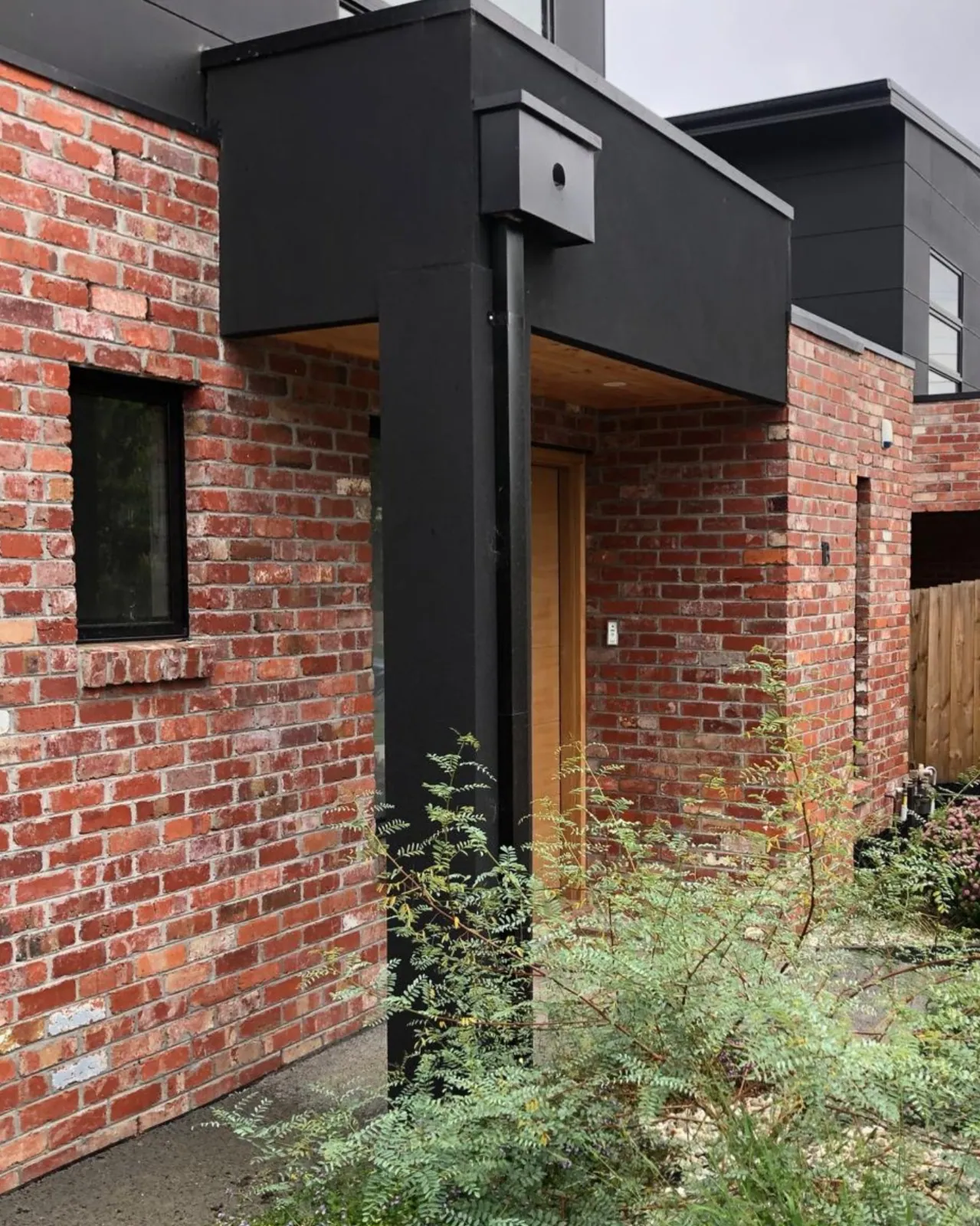Recycled red brick entry detail